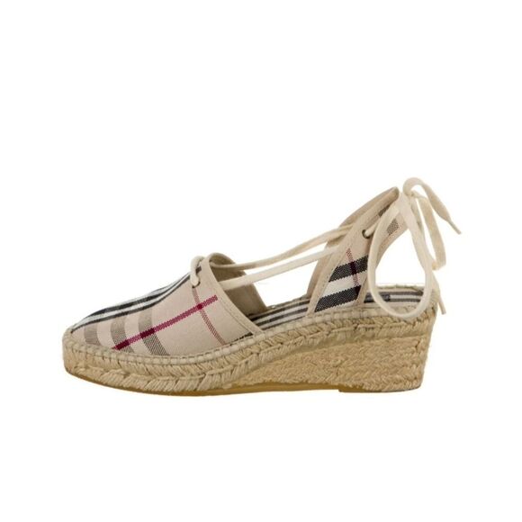 BURBERRYCanvas Plaid Print Espadrilles - Picture 3 of 8